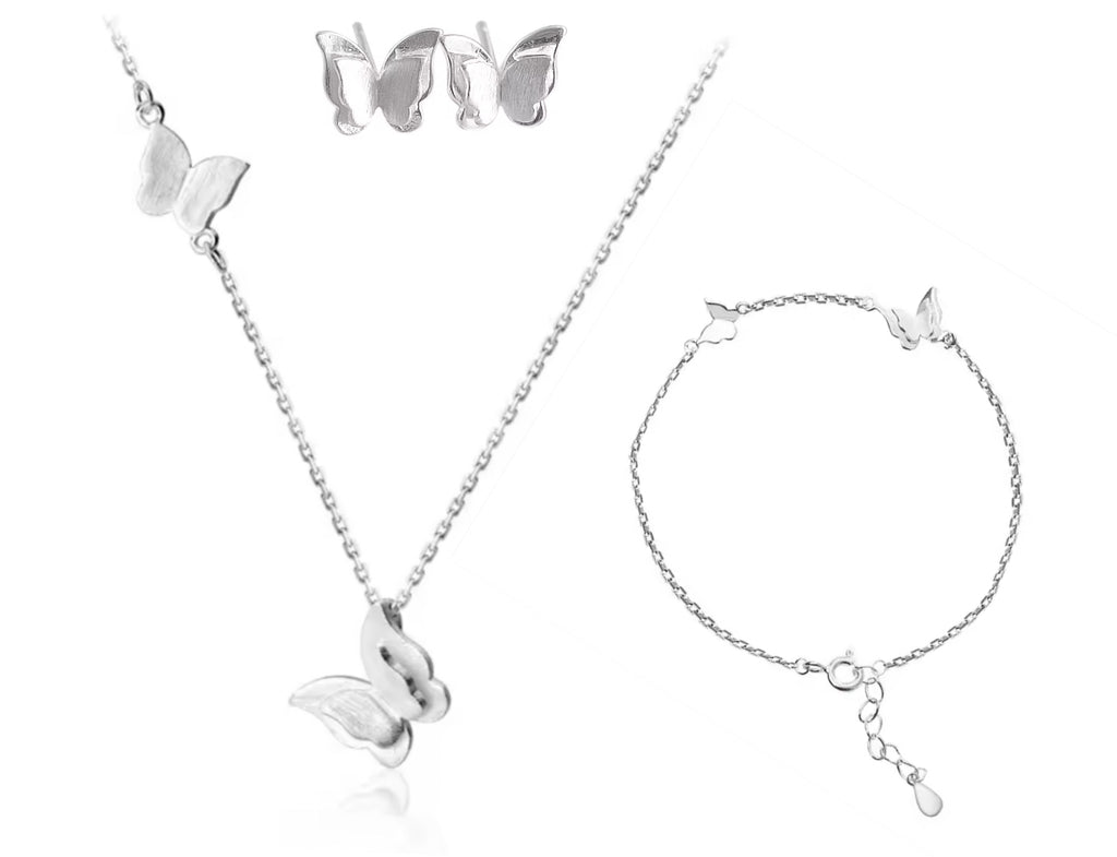 Set Niña 3 piezas plateado mariposas plata 925