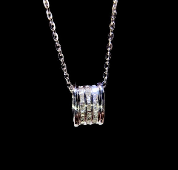 Collar plateado colgante cristal