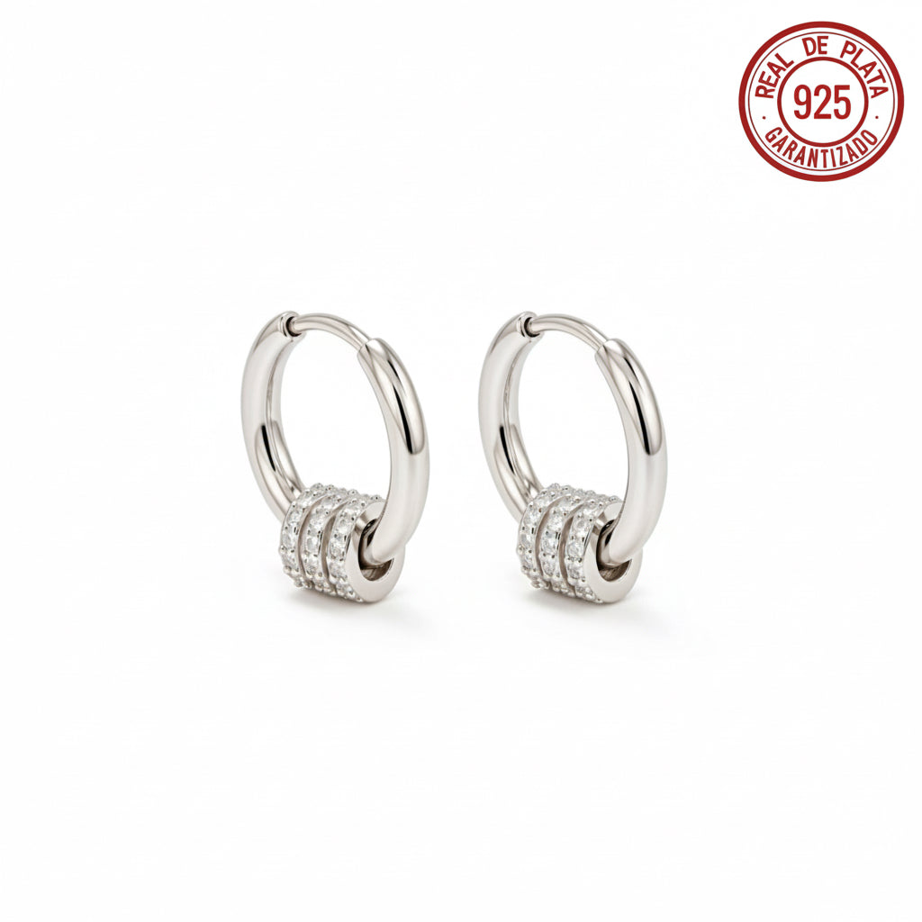ARRACADAS MINI PLATEADAS AROS CRISTAL