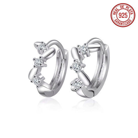 ARRACADA PEQUEÑA PLATEADA ZIG ZAG CRISTALES