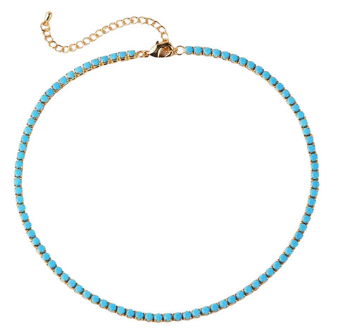 GARGANTILLA DORADA TENIS TURQUESA