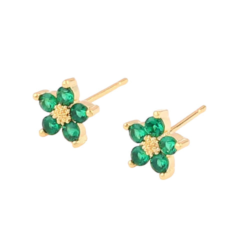 Arete Flor Verde Cristal