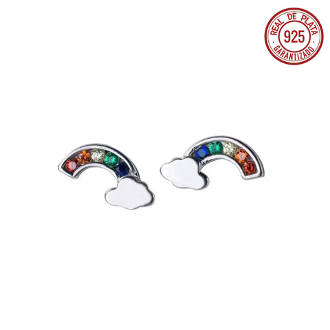 ARETES PLATEADOS ARCOÍRIS MULTICOLOR