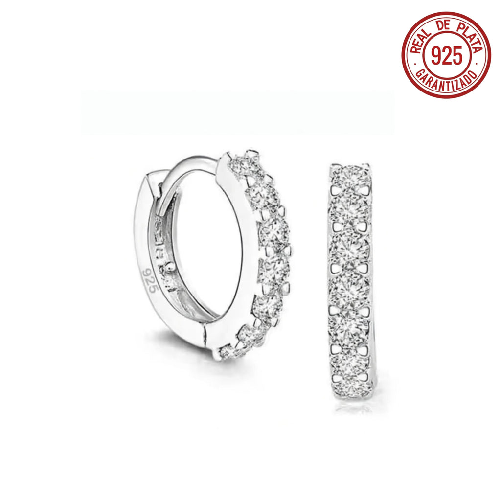 ARRACADA PEQUEÑA PLATEADA 7 CRISTALES