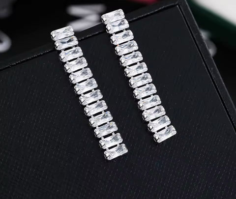 SET 3 PIEZAS PLATEADO GARGANTILLA BAGUETTE Cristal