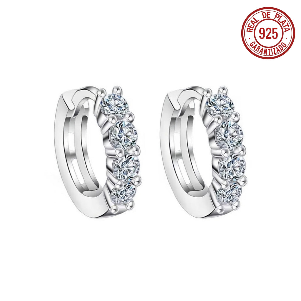 ARRACADA PEQUEÑA PLATEADA 4 CRISTALES