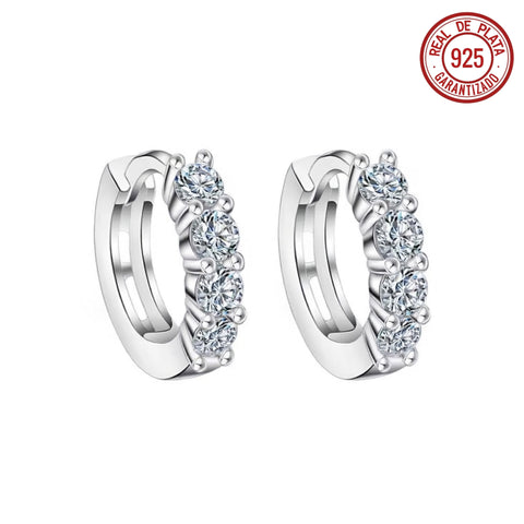 ARRACADA PEQUEÑA PLATEADA 4 CRISTALES