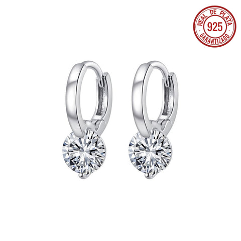 ARRACADA PEQUEÑA PLATEADA CÍRCULO CRISTAL