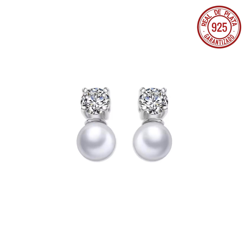 ARETES PERLA CON CRISTAL