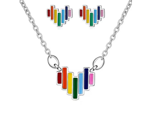 Set niña 2 piezas plateado corazón multicolor plata 925
