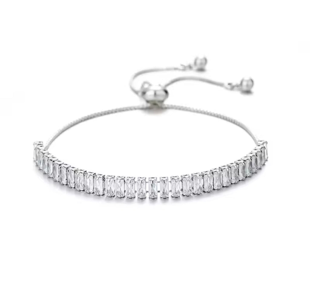 PULSERA BAGUETTE AJUSTABLE PLATA 925 CON ZIRCONIA