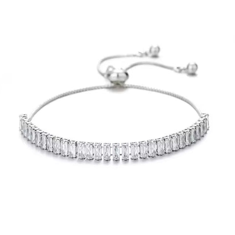 PULSERA BAGUETTE AJUSTABLE PLATA 925 CON ZIRCONIA