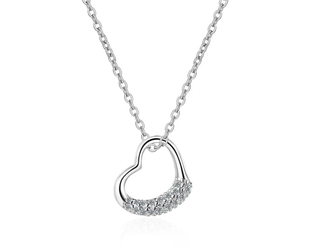 COLLAR PLATEADO CORAZÓN MINI CRISTAL PLATA 925