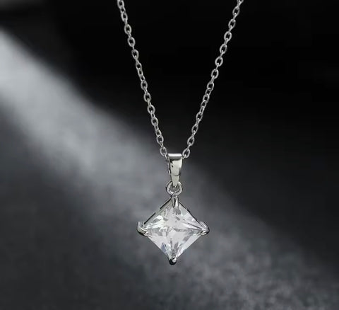 Collar rombo cristal, plata 925