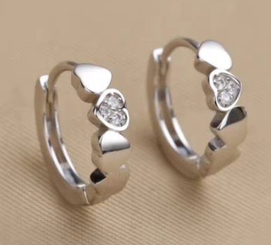 Arracada Plateada Corazón Cristal Plata 925