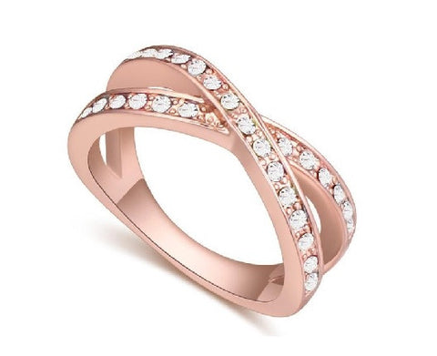 Anillo X Oro Rosado Con Cristales, Tallas: 6 y 7