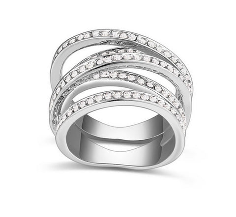 ANILLO PLATEADO 3D CRISTALES, TALLAS: 5.5