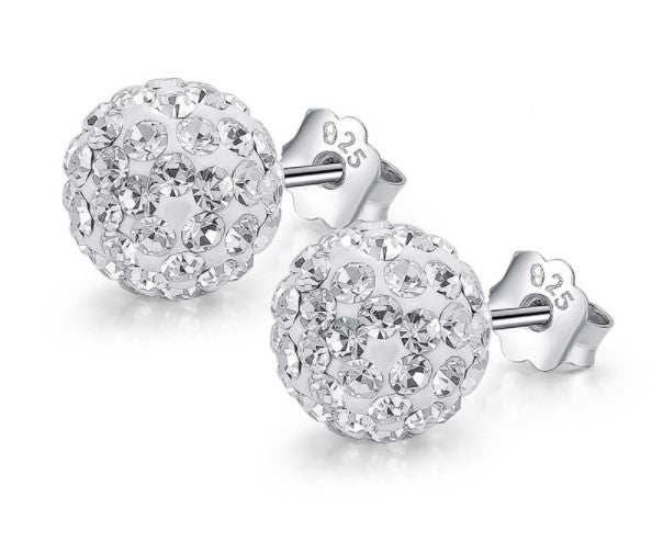 Aretes Esfera Grande Blanco con Cristal