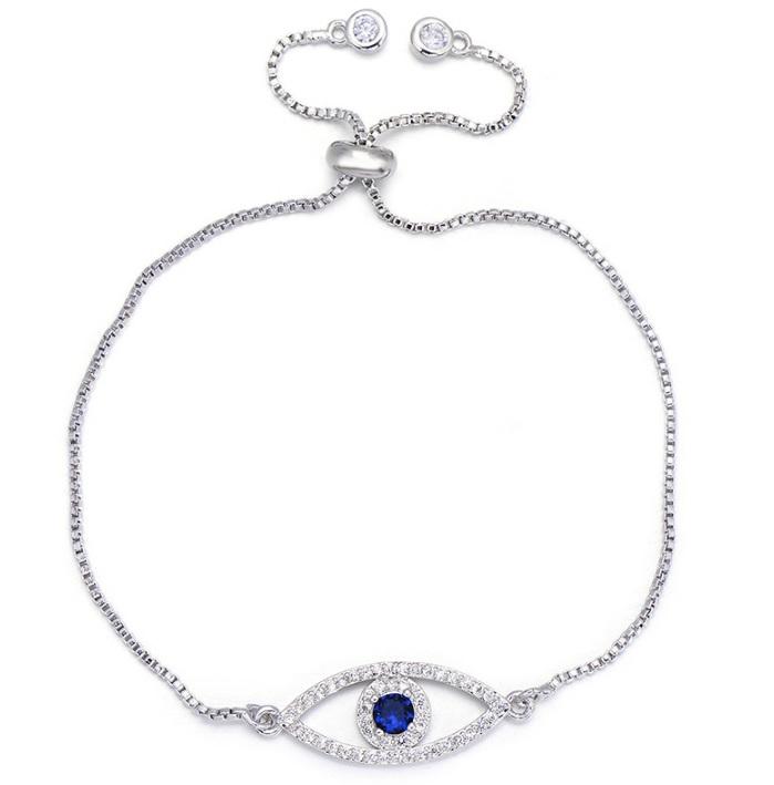 Pulsera Ajustable Ojo Cristal Plateado