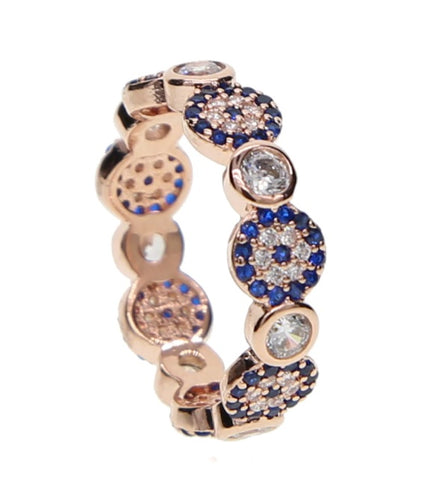 Anillo Oro Rosa Ojito Cristales, Tallas: 6