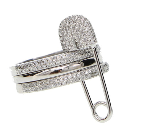 Anillo Plateado Triple Segurito  Cristales Plata 925, Tallas: 5, 5.5, 6, 6.5 y 7