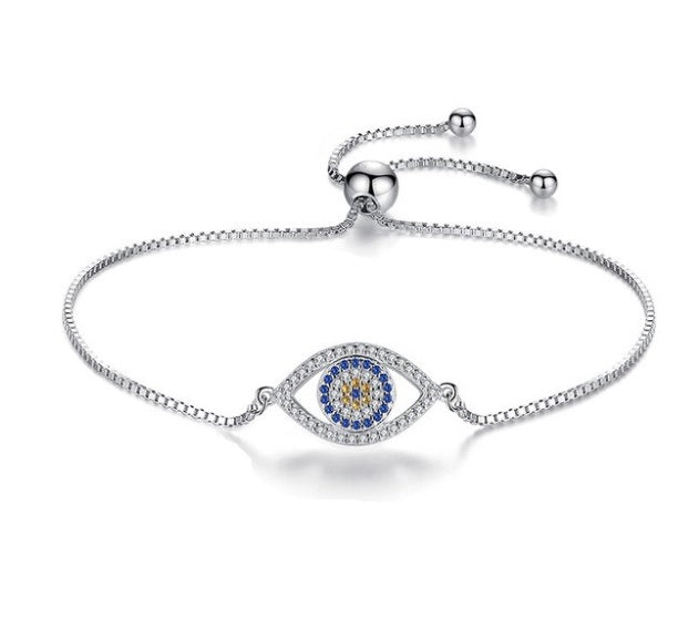 Pulsera Ajustable Ojo Rombo - Plata 925