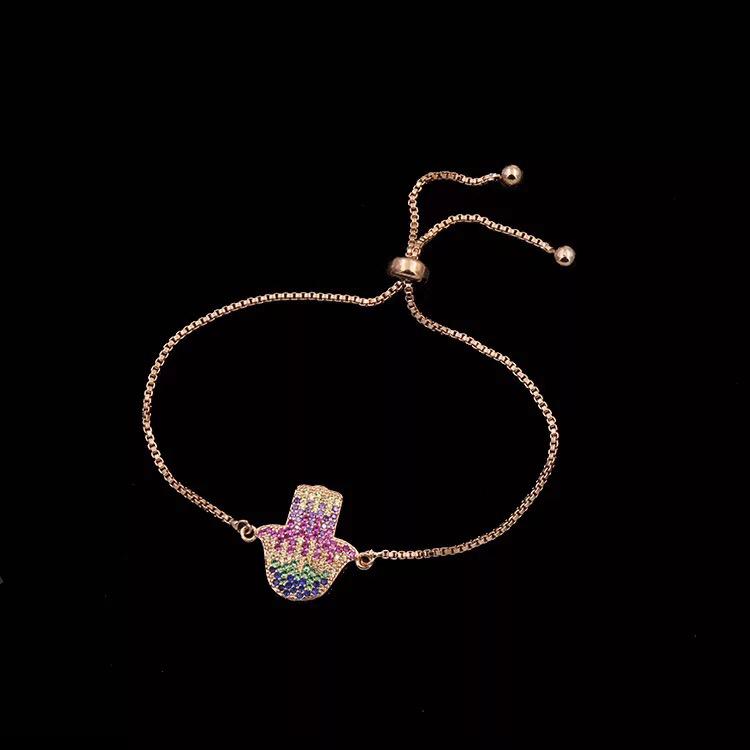 Pulsera Oro Rosa Manita Multicolor Ajustable