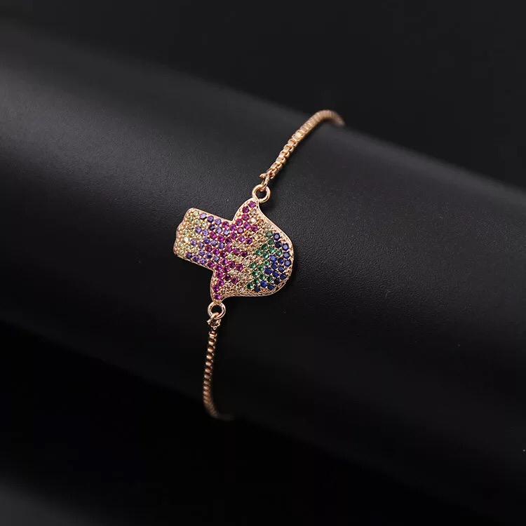 Pulsera Oro Rosa Manita Multicolor Ajustable