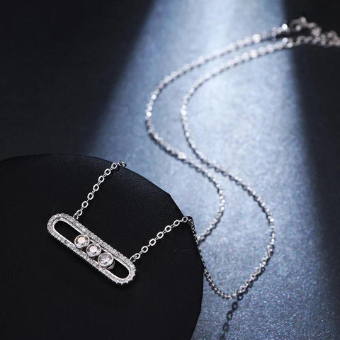 Collar  Plateado Cristales Moviles