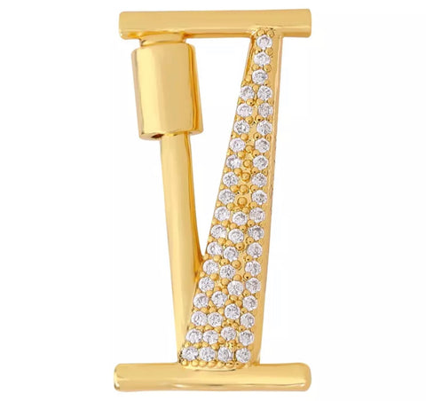 Cadena Dorada Inicial Cristal, Letras Disponibles: A, B, C, D, E, G, I, K, N, T