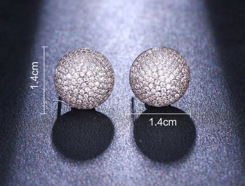 Aretes Redondos 3D Plateados con Cristales