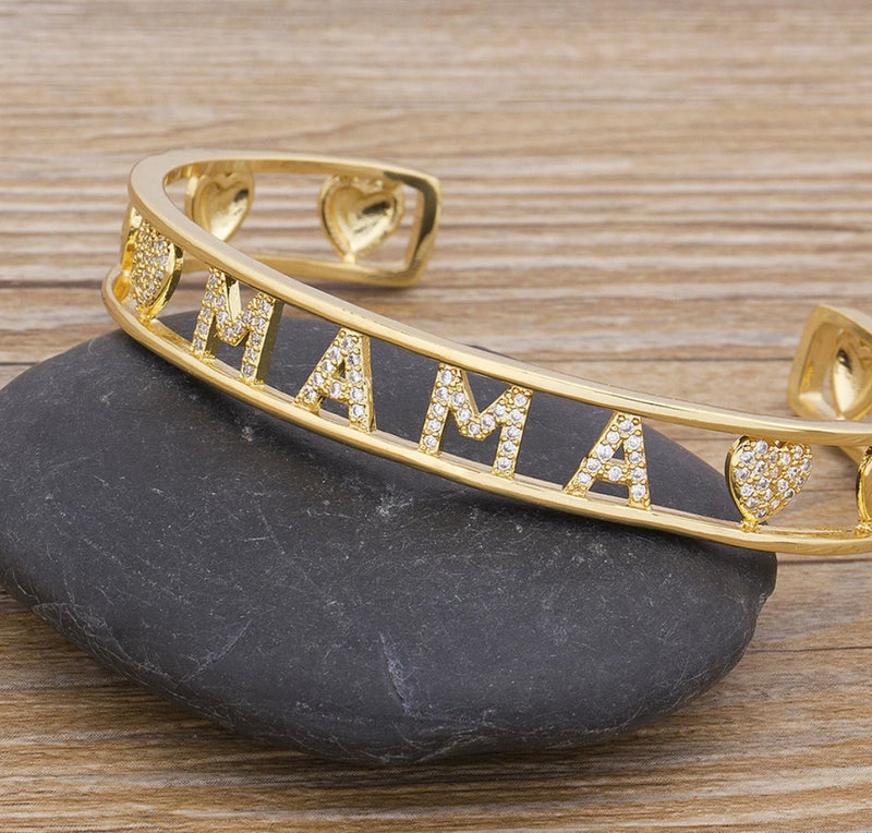 Brazalete Rígido Dorado Mamá