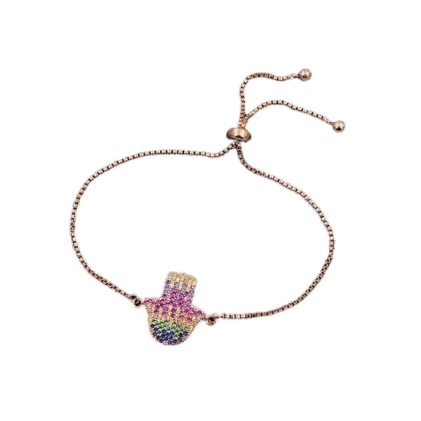 Pulsera Oro Rosa Manita Multicolor Ajustable